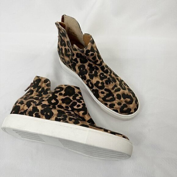 Steve Madden Claud Leopard Closed Toe Wedge Sneakers Shoes Black Size 7.5 - Picture 2 of 9